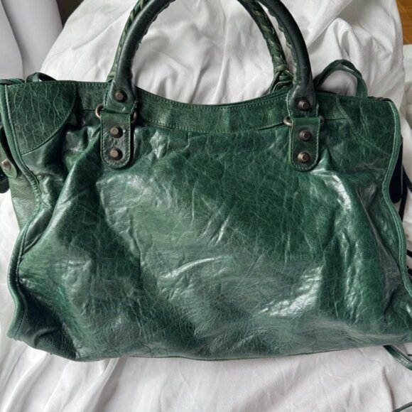 Auth F/W 2007 Balenciaga Pine Green Chevre Agneau City Shoulder Bag - Picture 2 of 16